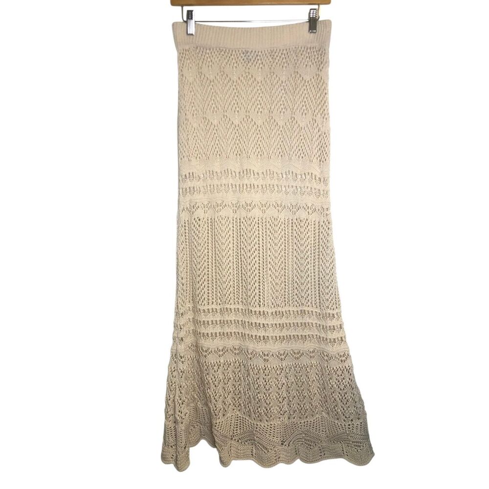 Miss Sparkling Boho Crochet Maxi Skirt M Festival Hippie Mermaid Knit Beach - Picture 2 of 8